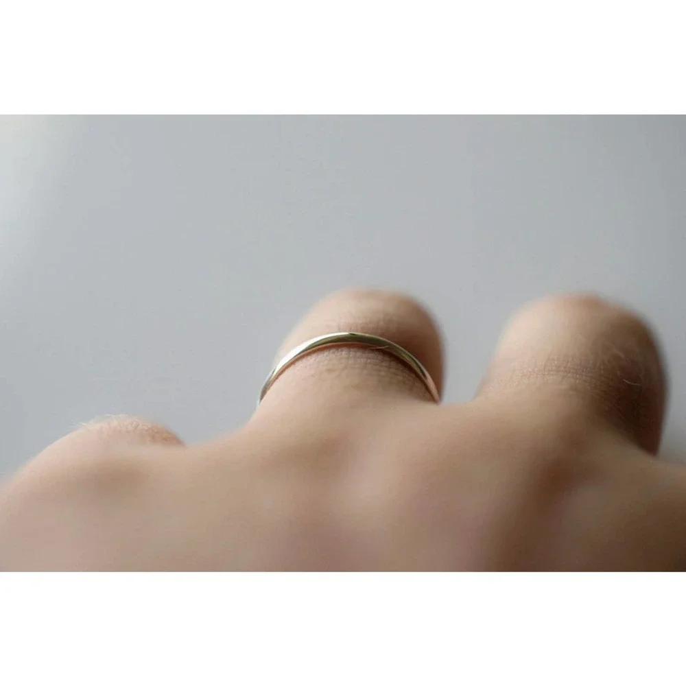 10k solid gold simple wedding band 2mm wide minimalist for women